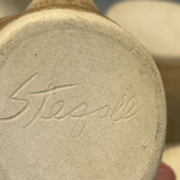 Set  of 4 Stegall Art Studio Pottery Fern Coffee or Tea Mugs Cabin Rustic tans - Picture 14 of 15